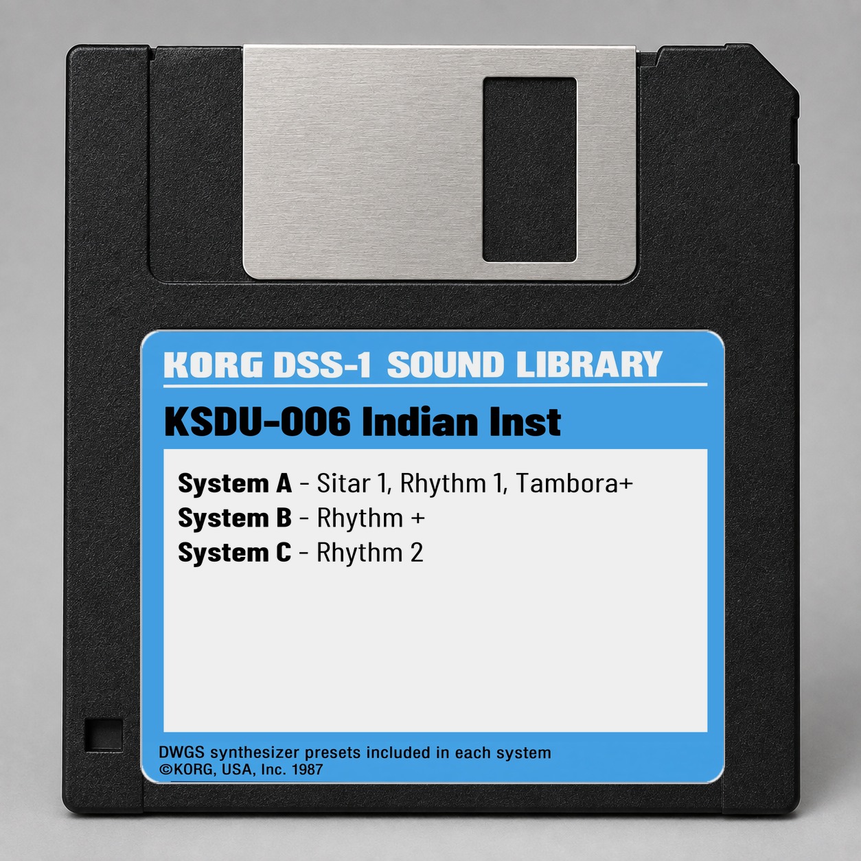 Korg DSS1/DDD1 Disk — KSDU-006 Indian Inst