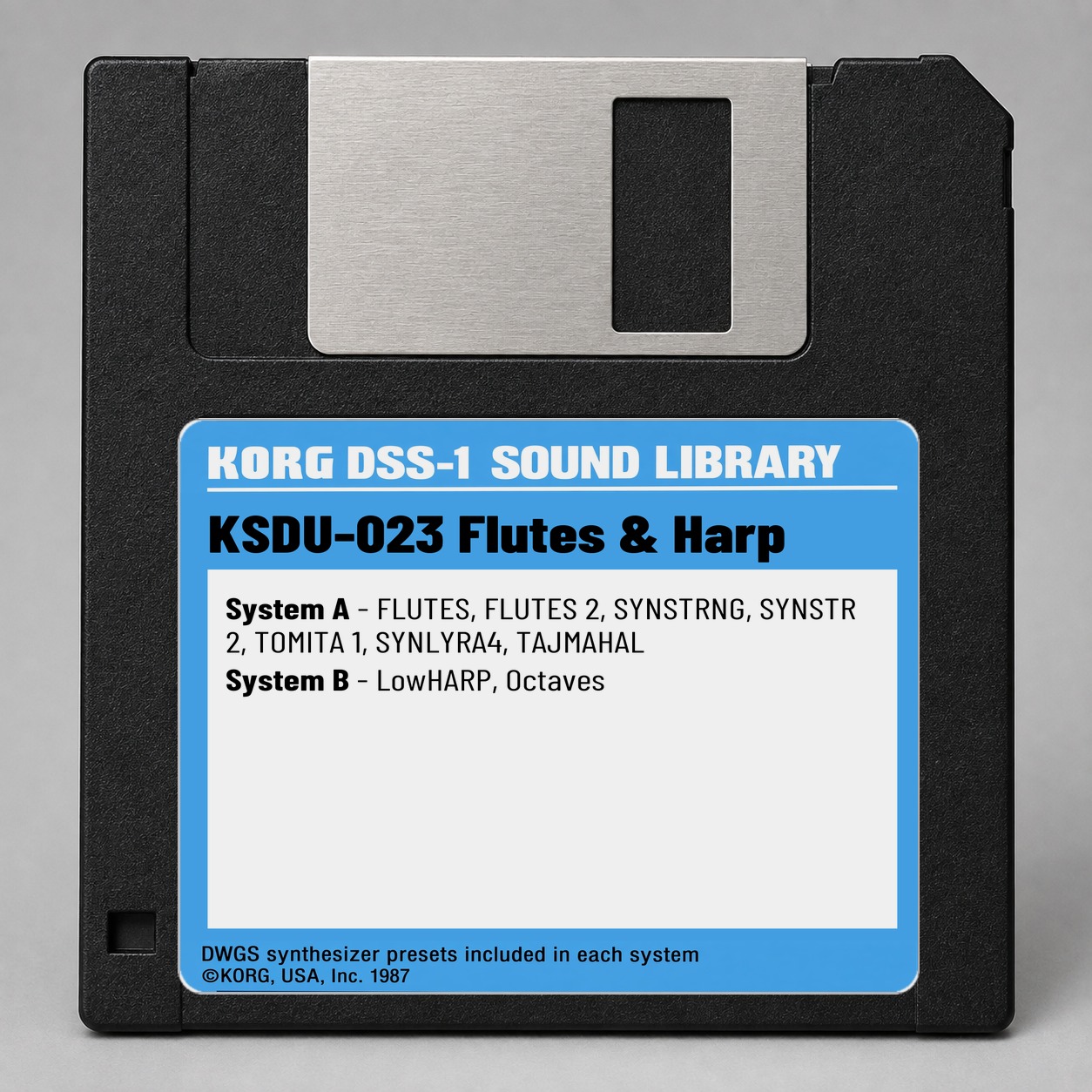 Korg DSS1/DDD1 Disk — KSDU-023 Flutes & Harp