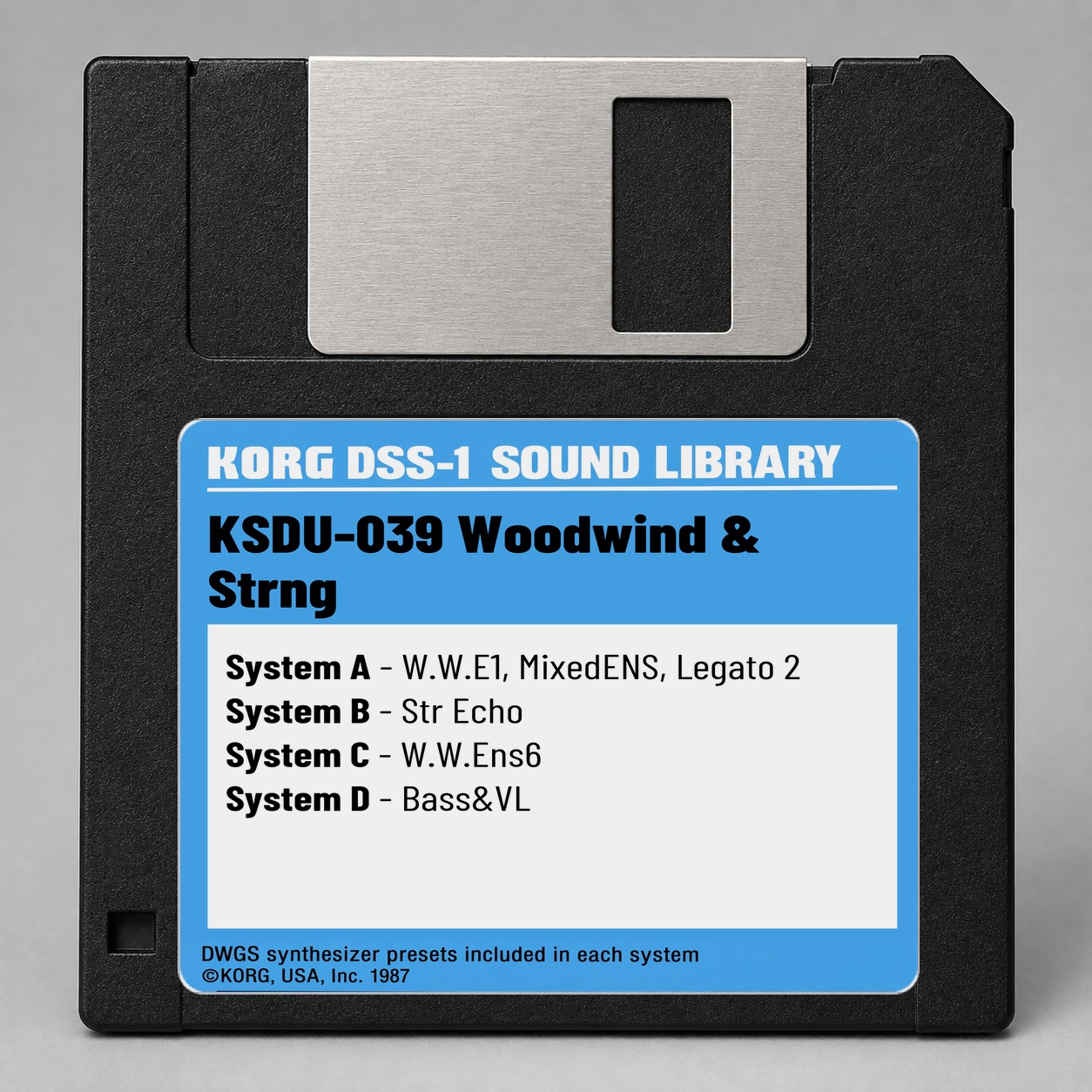 Korg DSS1/DDD1 Disk — KSDU-039 Woodwind & Strng