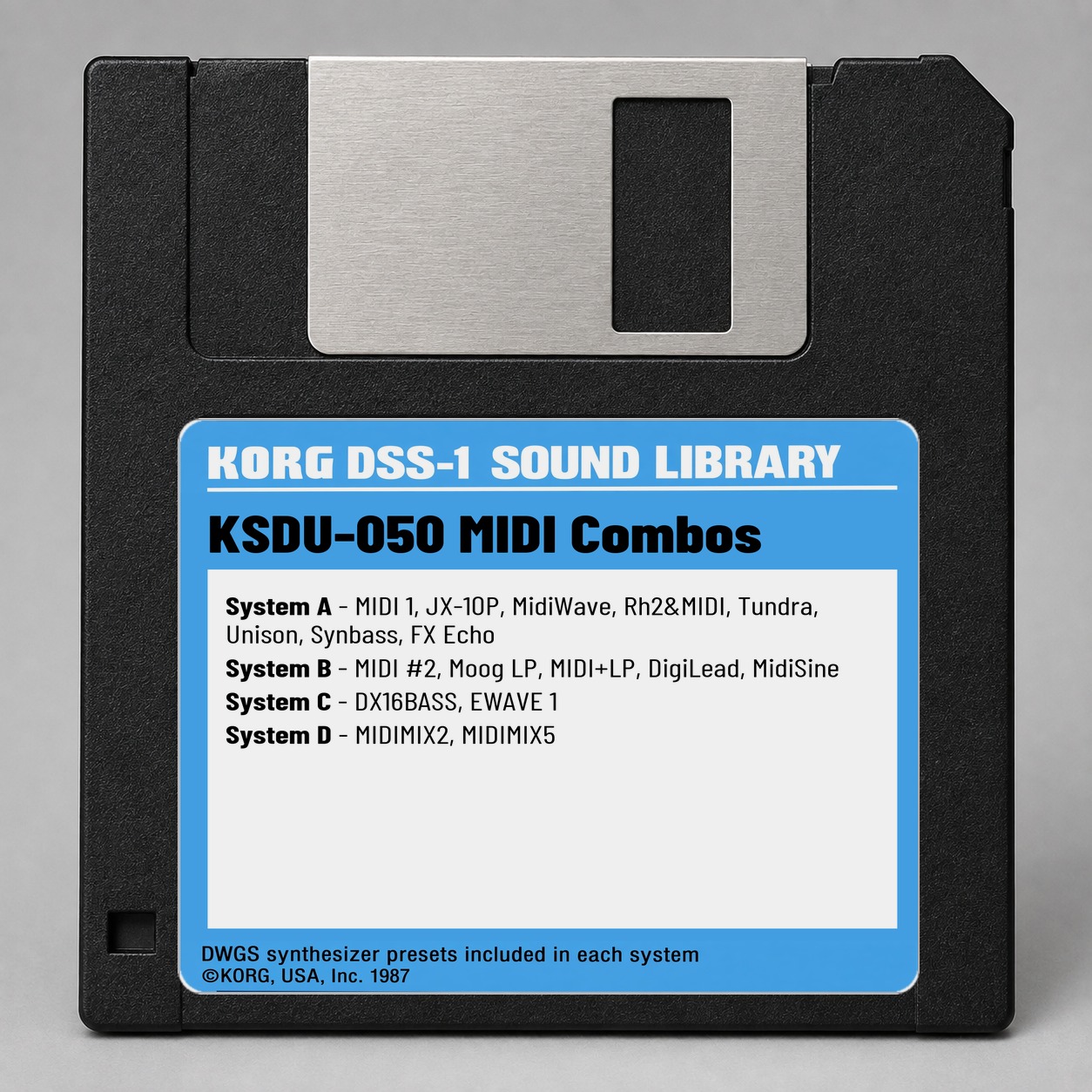 Korg DSS1/DDD1 Disk — KSDU-050 MIDI Combos